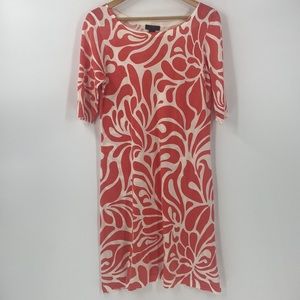 J Crew retro 60’s and 70’s vibe tangerine swirl pattern shift dress